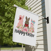 Garden & House Banner, Leopard Print Easter Bunny, Happy Easter Garden Banner, Outside Home Decor, Festive outdoor spring Flag