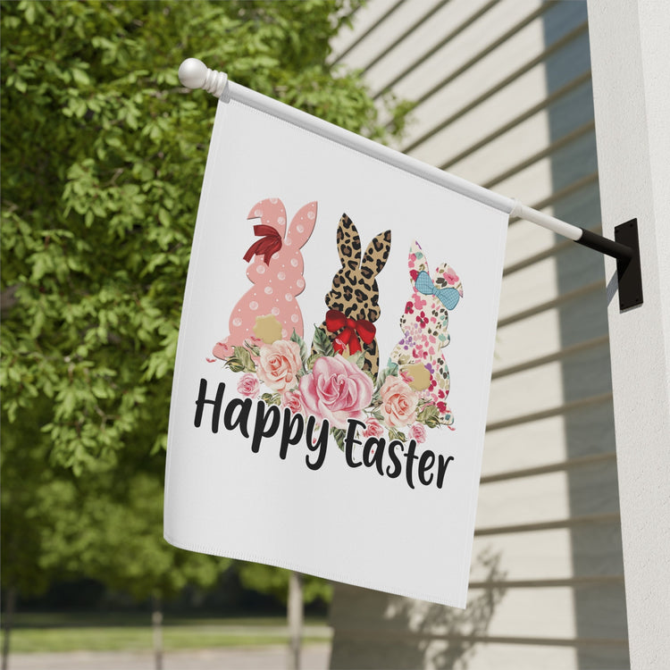 Garden & House Banner, Leopard Print Easter Bunny, Happy Easter Garden Banner, Outside Home Decor, Festive outdoor spring Flag
