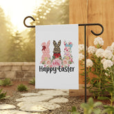 Garden & House Banner, Leopard Print Easter Bunny, Happy Easter Garden Banner, Outside Home Decor, Festive outdoor spring Flag