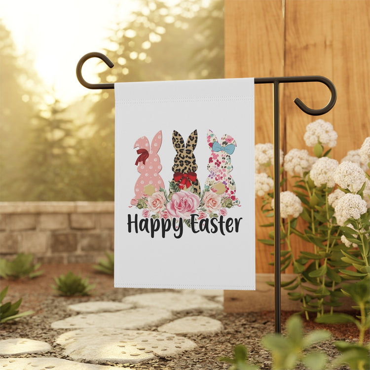 Garden & House Banner, Leopard Print Easter Bunny, Happy Easter Garden Banner, Outside Home Decor, Festive outdoor spring Flag