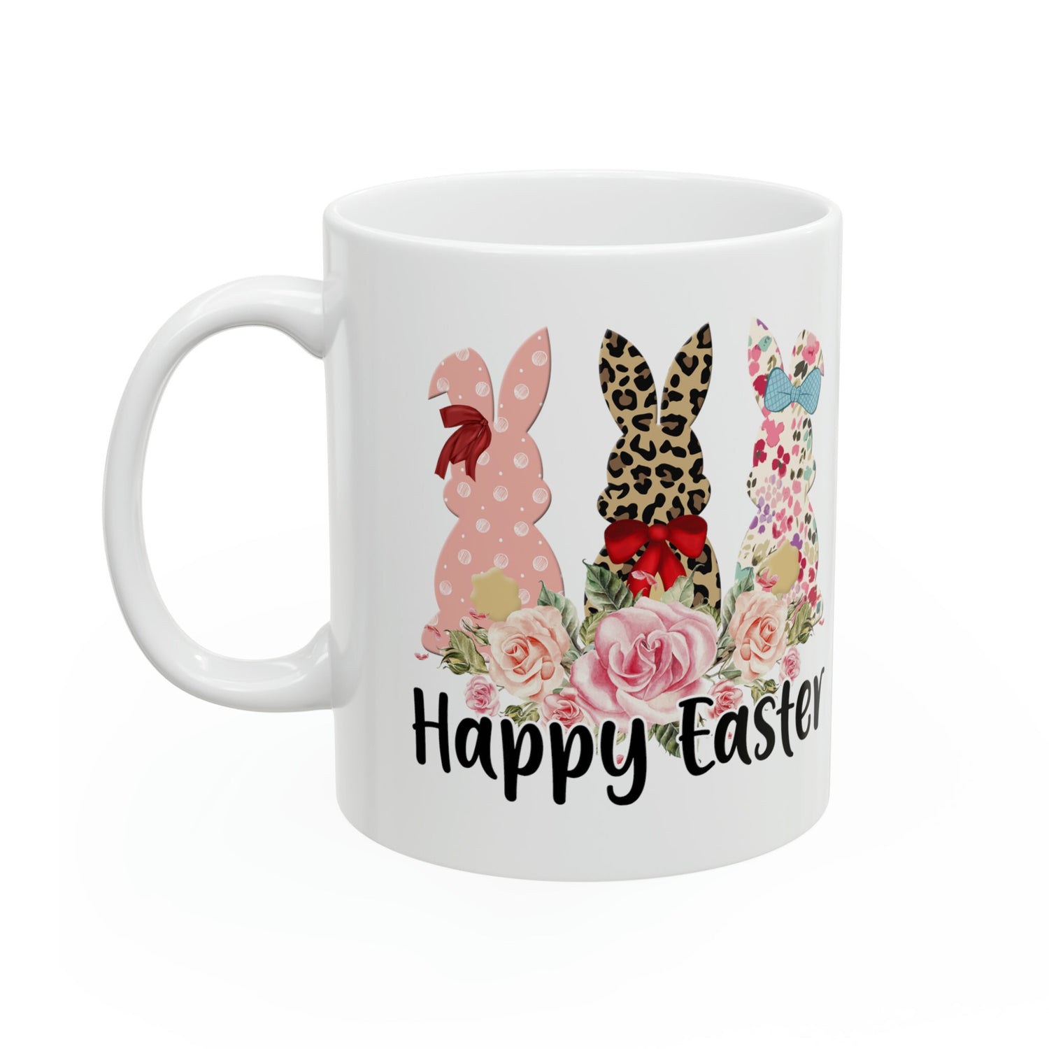 Ceramic Mug, 11oz, Easter Coffee Mug, Festive Bunny Mug, Hot Beverage cup, Spring time gift idea, Grandma hot tea mug
