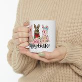 Ceramic Mug, 11oz, Easter Coffee Mug, Festive Bunny Mug, Hot Beverage cup, Spring time gift idea, Grandma hot tea mug