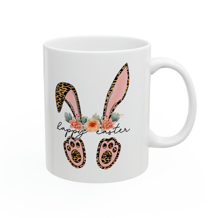 Ceramic Mug, 11oz, Happy Easter Coffee Mug, Bunny ears springtime mug, decorative Easter time items, Friendship gift