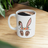Ceramic Mug, 11oz, Happy Easter Coffee Mug, Bunny ears springtime mug, decorative Easter time items, Friendship gift