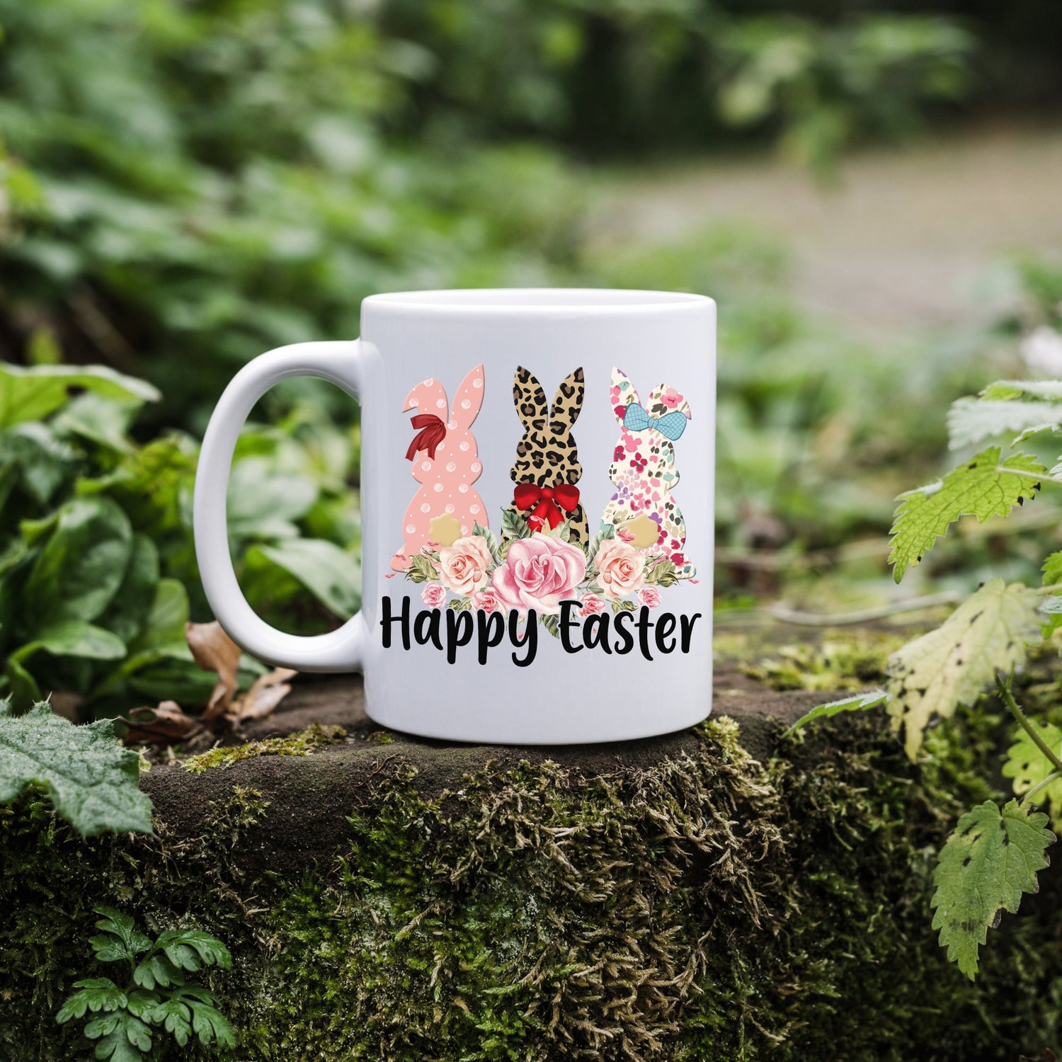 Ceramic Mug, 11oz, Easter Coffee Mug, Festive Bunny Mug, Hot Beverage cup, Spring time gift idea, Grandma hot tea mug