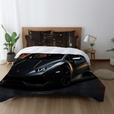 Comforter, Black Lamborghini Comforter, Stylish Bed Spread, Teen Room Decor, Quilted Coverlet, Large Fluffy Bed Blanket