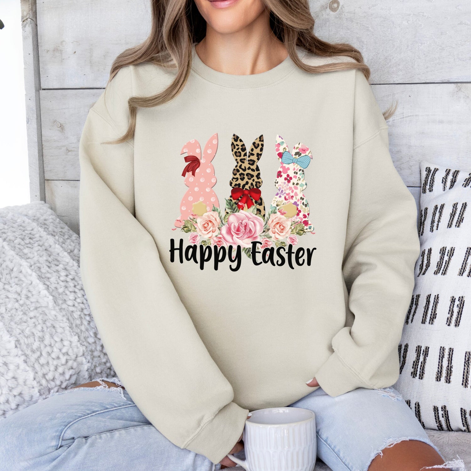 Unisex Heavy Blend™ Crewneck Sweatshirt, Happy easter Sweatshirt, cozy stylish sweater, Holiday Bunny fun, Casual Festive Wear