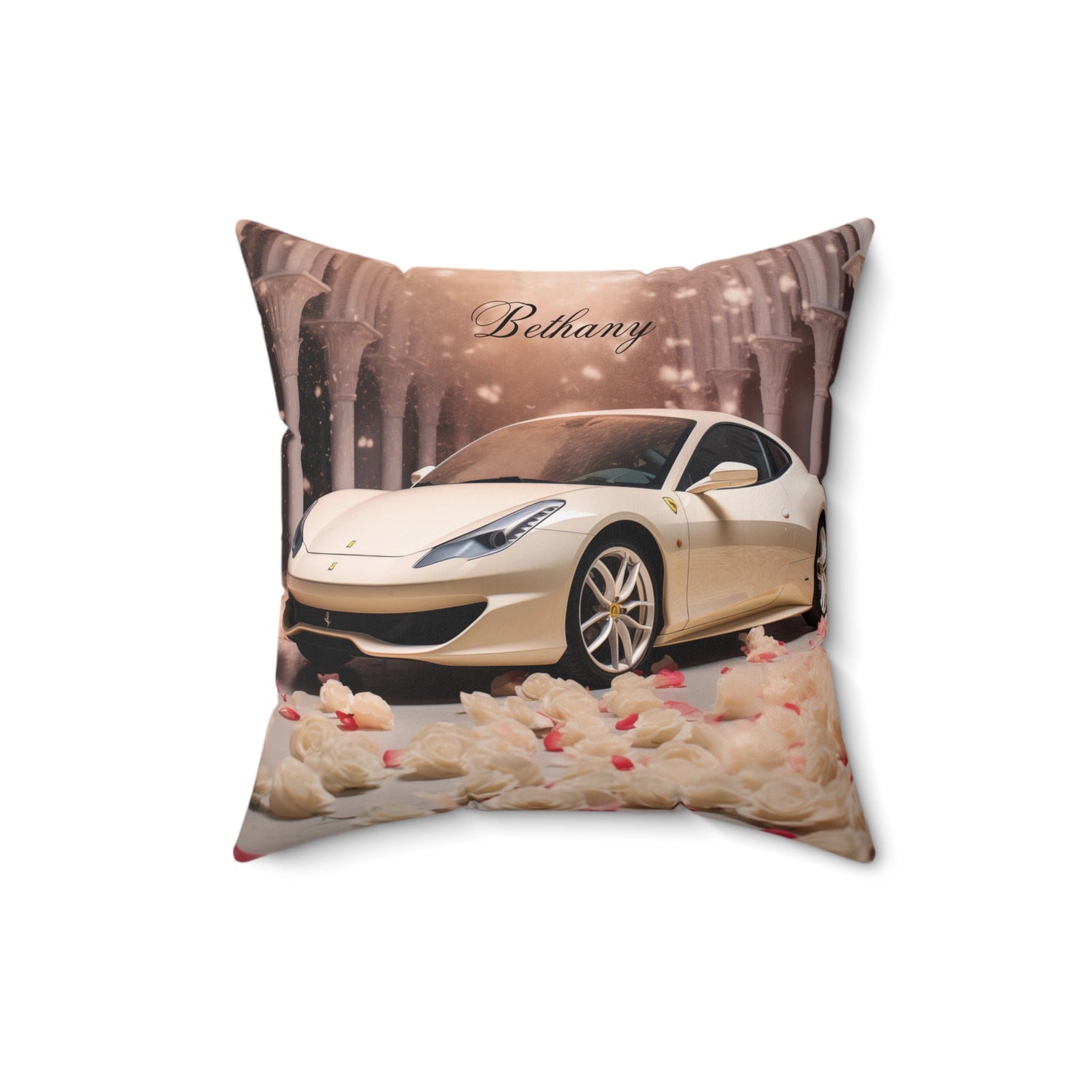 Spun Polyester Square Pillow, Personalized Ferrari Pillow, Stylish couch pillow, designer bed pillow, pretty bedroom decor