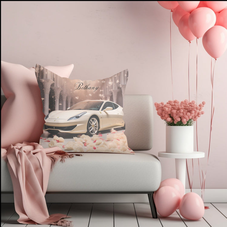Spun Polyester Square Pillow, Personalized Ferrari Pillow, Stylish couch pillow, designer bed pillow, pretty bedroom decor