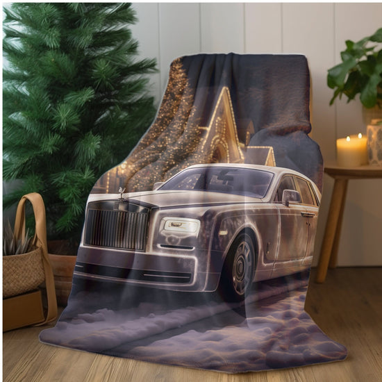Velveteen Plush Blanket, Luxury Rolls Royce Soft Cozy Bedroom Decor Boy Gift Man Cave Blanket, Xmas Holiday Bed Blanket