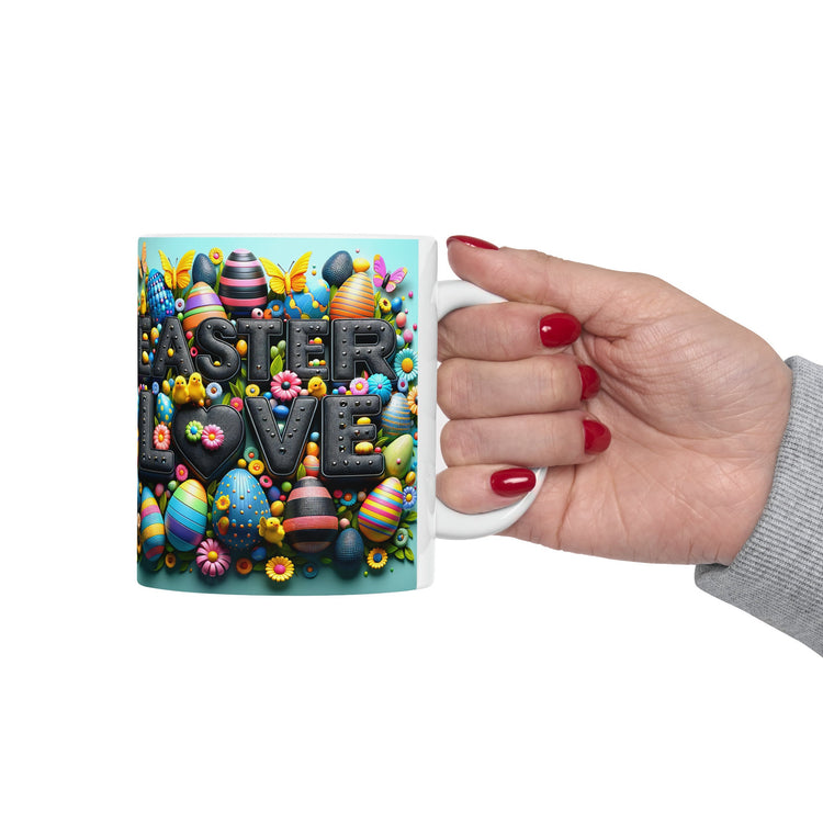 Ceramic Mug, 11oz, Colorful Coffee Easter Mug, Stylish Holiday Coffee tea mug, Spring Holiday Kitchen Decor, good friend gift, Hot Tea Mug