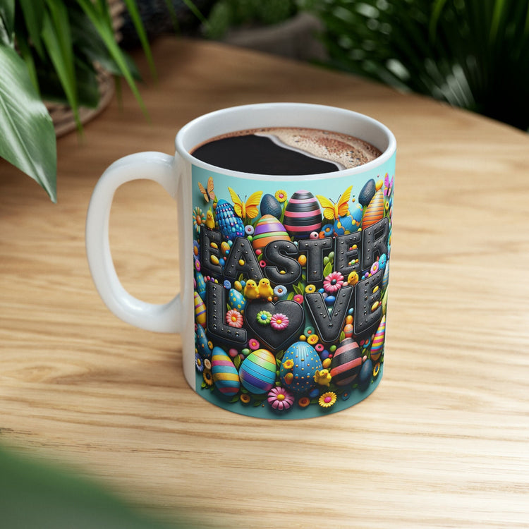 Ceramic Mug, 11oz, Colorful Coffee Easter Mug, Stylish Holiday Coffee tea mug, Spring Holiday Kitchen Decor, good friend gift, Hot Tea Mug