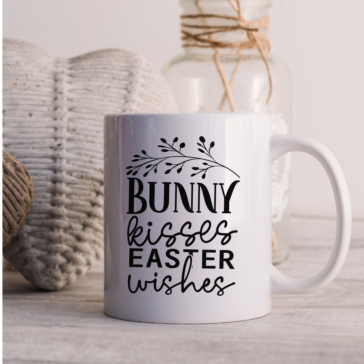 Ceramic Mug, 11oz, Easter Bunny Minimilist coffee mug, Springtime Festive Mug, simple sweet tea cup, great home decor