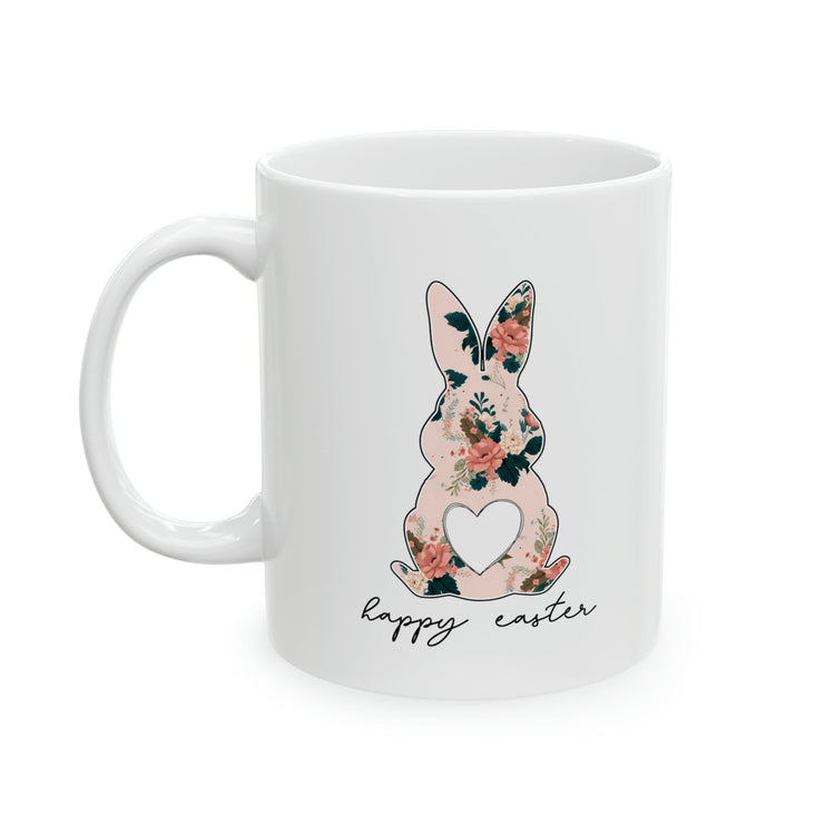 Ceramic Mug, 11oz,Easter Bunny Coffee Mug, Pretty Springtime Mug, Minimilist gift item, subtle sweet designs, Easter Holiday Kitchenware