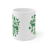 Ceramic Mug 11oz, Lucky Day Coffee Mug, St Pattys Day Mug, Green Clovers, Positive Kitchenware, Good Day Festive Decor