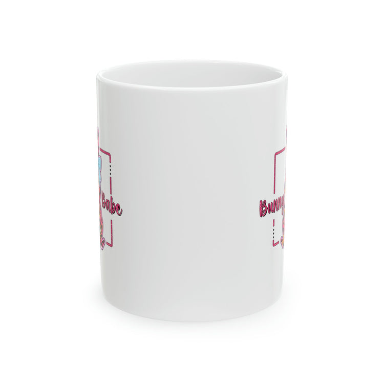 Ceramic Mug, 11oz, Bunny Babe Coffee Mug, Cute adorable springtime mug, cute holiday kitchenware, gift for her