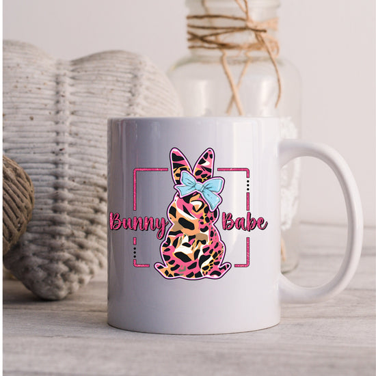 Ceramic Mug, 11oz, Bunny Babe Coffee Mug, Cute adorable springtime mug, cute holiday kitchenware, gift for her