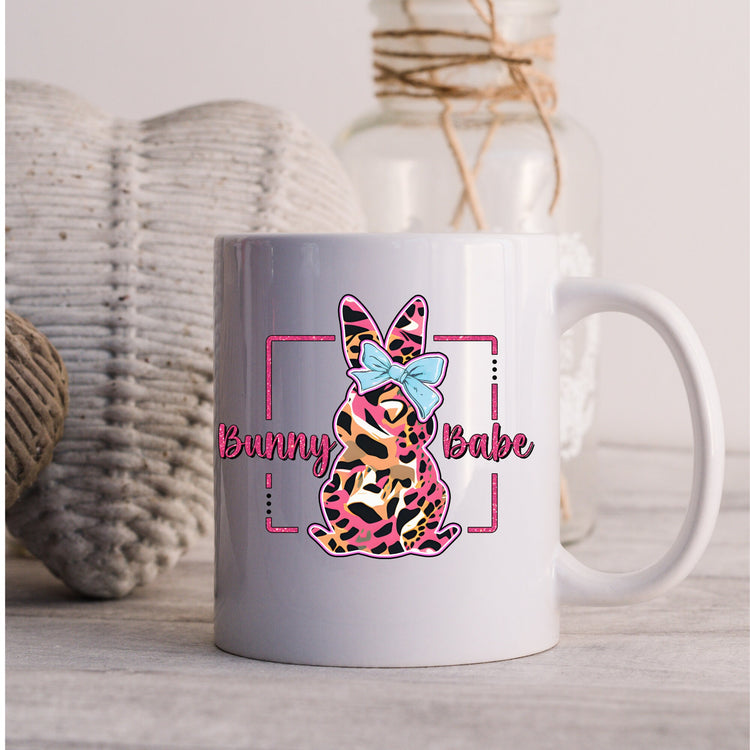 Ceramic Mug, 11oz, Bunny Babe Coffee Mug, Cute adorable springtime mug, cute holiday kitchenware, gift for her
