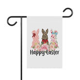 Garden & House Banner, Leopard Print Easter Bunny, Happy Easter Garden Banner, Outside Home Decor, Festive outdoor spring Flag