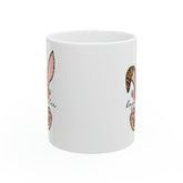 Ceramic Mug, 11oz, Happy Easter Coffee Mug, Bunny ears springtime mug, decorative Easter time items, Friendship gift