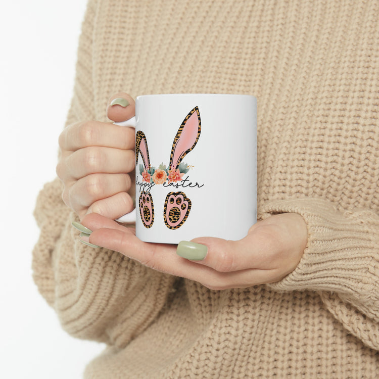Ceramic Mug, 11oz, Happy Easter Coffee Mug, Bunny ears springtime mug, decorative Easter time items, Friendship gift