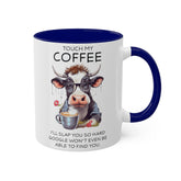 Colorful Mugs, 11oz, Funny sarcastic saying humorous cow print portrait kitchen decor coffee hot tea cup silly gift