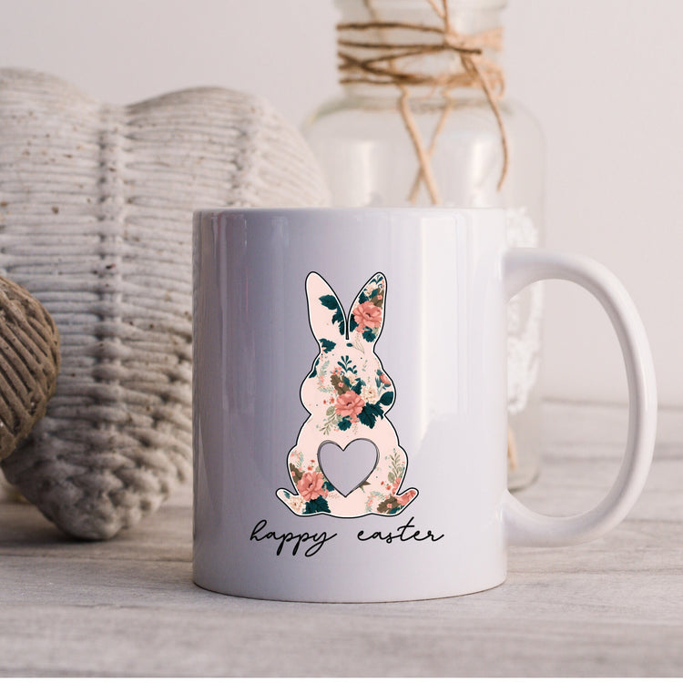 Ceramic Mug, 11oz,Easter Bunny Coffee Mug, Pretty Springtime Mug, Minimilist gift item, subtle sweet designs, Easter Holiday Kitchenware