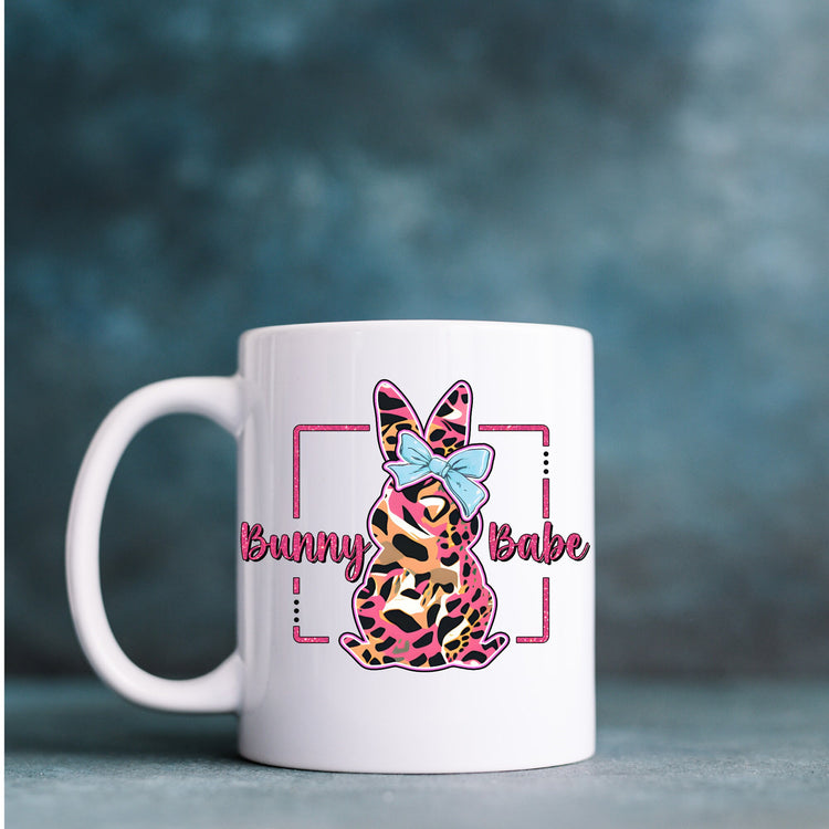 Ceramic Mug, 11oz, Bunny Babe Coffee Mug, Cute adorable springtime mug, cute holiday kitchenware, gift for her