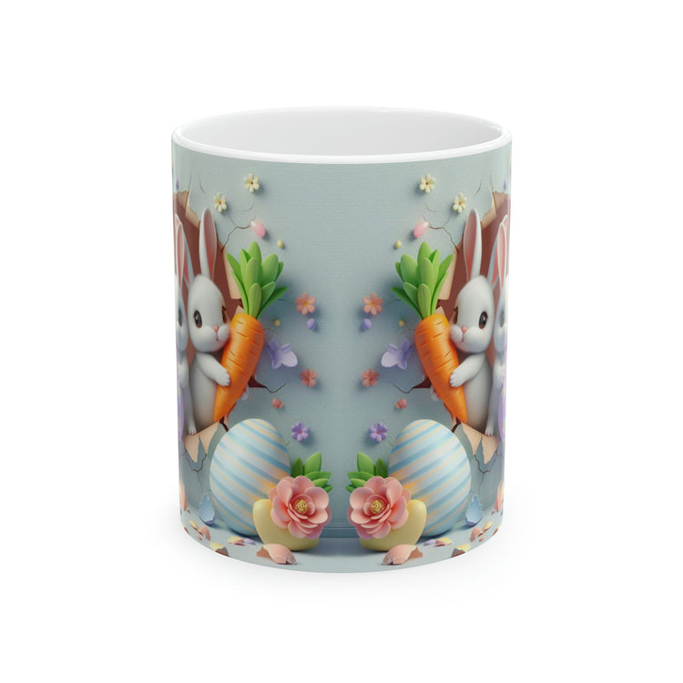 Ceramic Mug, 11oz, 3D Bunny Easter Mug, Decorative Spring tea cup, Easter Holiday Design, adorable Mom gift, Kitchen decor