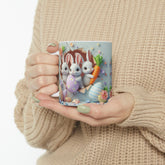 Ceramic Mug, 11oz, 3D Bunny Easter Mug, Decorative Spring tea cup, Easter Holiday Design, adorable Mom gift, Kitchen decor