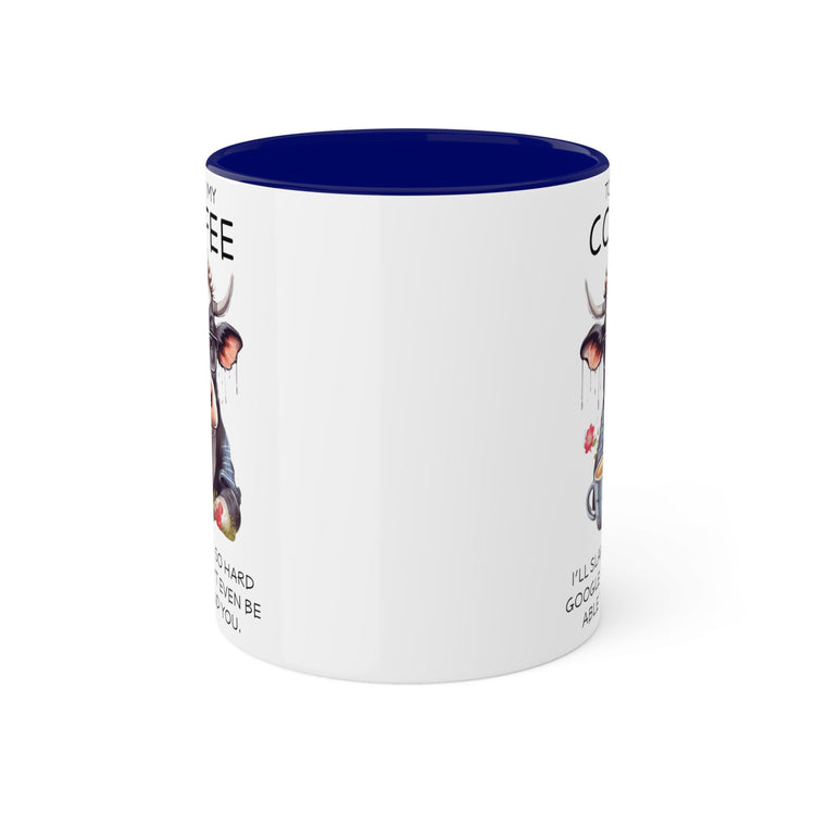 Colorful Mugs, 11oz, Funny sarcastic saying humorous cow print portrait kitchen decor coffee hot tea cup silly gift