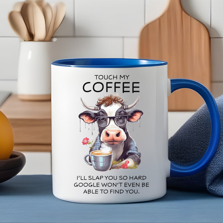 Colorful Mugs, 11oz, Funny sarcastic saying humorous cow print portrait kitchen decor coffee hot tea cup silly gift