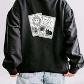 Unisex Lightweight Crewneck Sweatshirt, Sun Moon Tarot soft cozy casual everyday jeans celestial psychic realm inspired jean sweatshirt