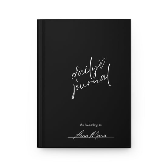 Hardcover Journal Matte, Personalized intimate self-improvement daily minimalist custom butterfly design writing Black Notebook