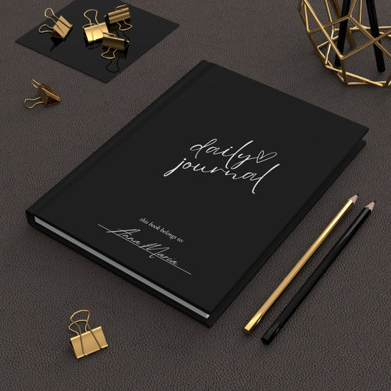 Hardcover Journal Matte, Personalized intimate self-improvement daily minimalist custom butterfly design writing Black Notebook