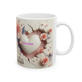 Ceramic Mug, 11oz, Personalized 3D Mom Mug, Pretty Pink Carnation Coffee Mug, Special Mothers Day Mug, Thoughtful Mom Gift