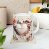 Ceramic Mug, 11oz, Personalized 3D Mom Mug, Pretty Pink Carnation Coffee Mug, Special Mothers Day Mug, Thoughtful Mom Gift