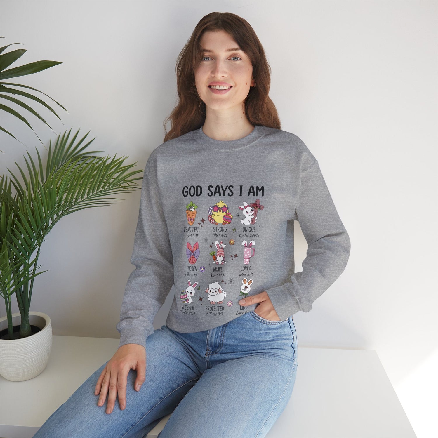 Easter Spring Sweatshirt – Christian Faith Apparel with Bible Verses, Unisex Clothing Wear