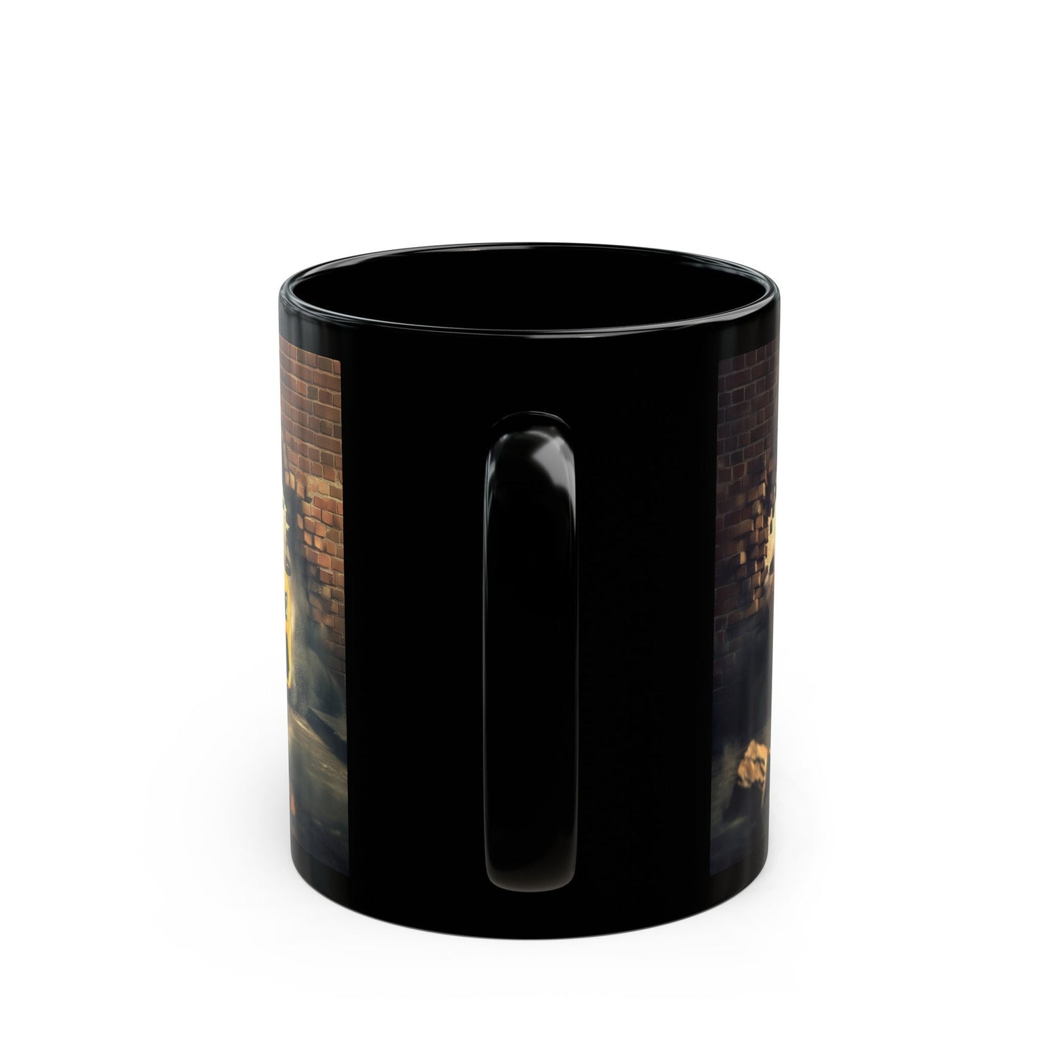 Black Mug (11oz, 15oz), Yellow Lamborghini exotic luxury fancy car custom portrait art design beverage cup