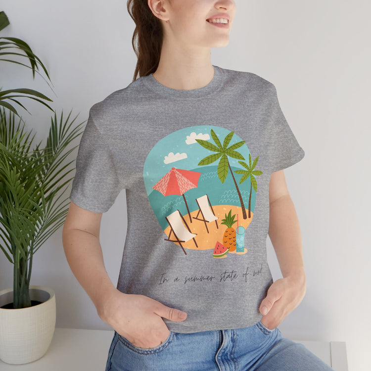 Unisex Summer Vibes Shirt, Pink female summer scene vacation theme natural beach casual lounge wear