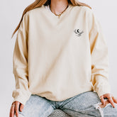 Celestial Lightweight Crewneck Sweatshirt, Moon Hand Astrology Sign, Mystical Cozy Shirt, Unisex Sweatshirt