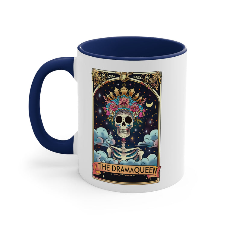 Accent Coffee Mug, The drama queen tarot skeleton funny mystical fortune art portrait coffee hot tea everyday beverage cup