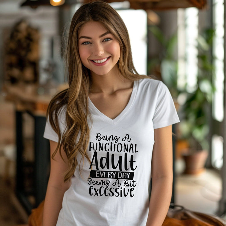 Unisex Jersey Short Sleeve V-Neck Tee, Humorous casual wear, Simple Minimilist Shirt, Cool Light Clothing wear, AllGender Wear