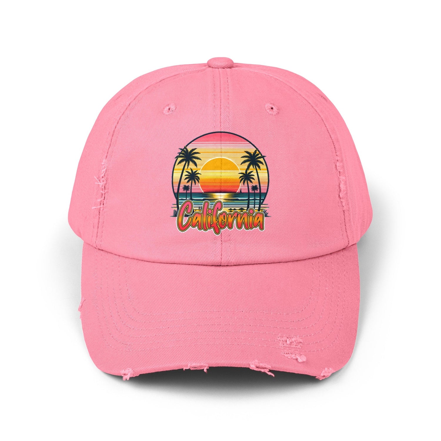 Unisex Distressed Cap, California Summer Beach Day Cap, Casual Tourist Souvenir hat, Everday casual baseball cap, memorable gift