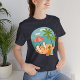Unisex Summer Vibes Shirt, Pink female summer scene vacation theme natural beach casual lounge wear