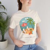 Unisex Summer Vibes Shirt, Pink female summer scene vacation theme natural beach casual lounge wear