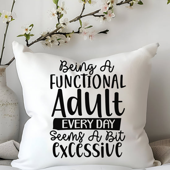 Spun Polyester Square Pillow, Humorous everyday casual couch bed throw pillow, funny accent day pillow