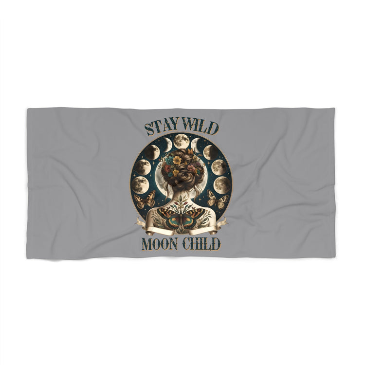 Beach Towel, Celestial Moon Designed Beach Towel, Moon Child Towel, Oversized Soft Beache Towel, Cool Sand Blanket, Vacation Size Towel