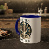 Colorful Mugs, 11oz, Moon Child Tarot Card Coffee Mug, Celestial Spiritual Art, Custom artistic everyday drinking cup, special gift item