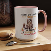 Accent Coffee Mug (11, 15oz), Crazy Cat Lady coffee mug, Humorous sayings, Kitty Lover tea cup,